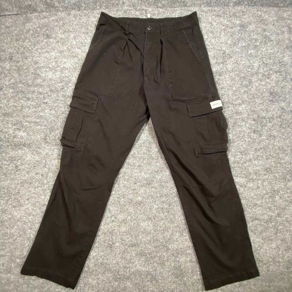 YoungLA 627 Black Cargo Pants Mens 34R Straight Leg Utility Streetwear YLA2711